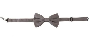 Elegant Gray Silk Bow Tie